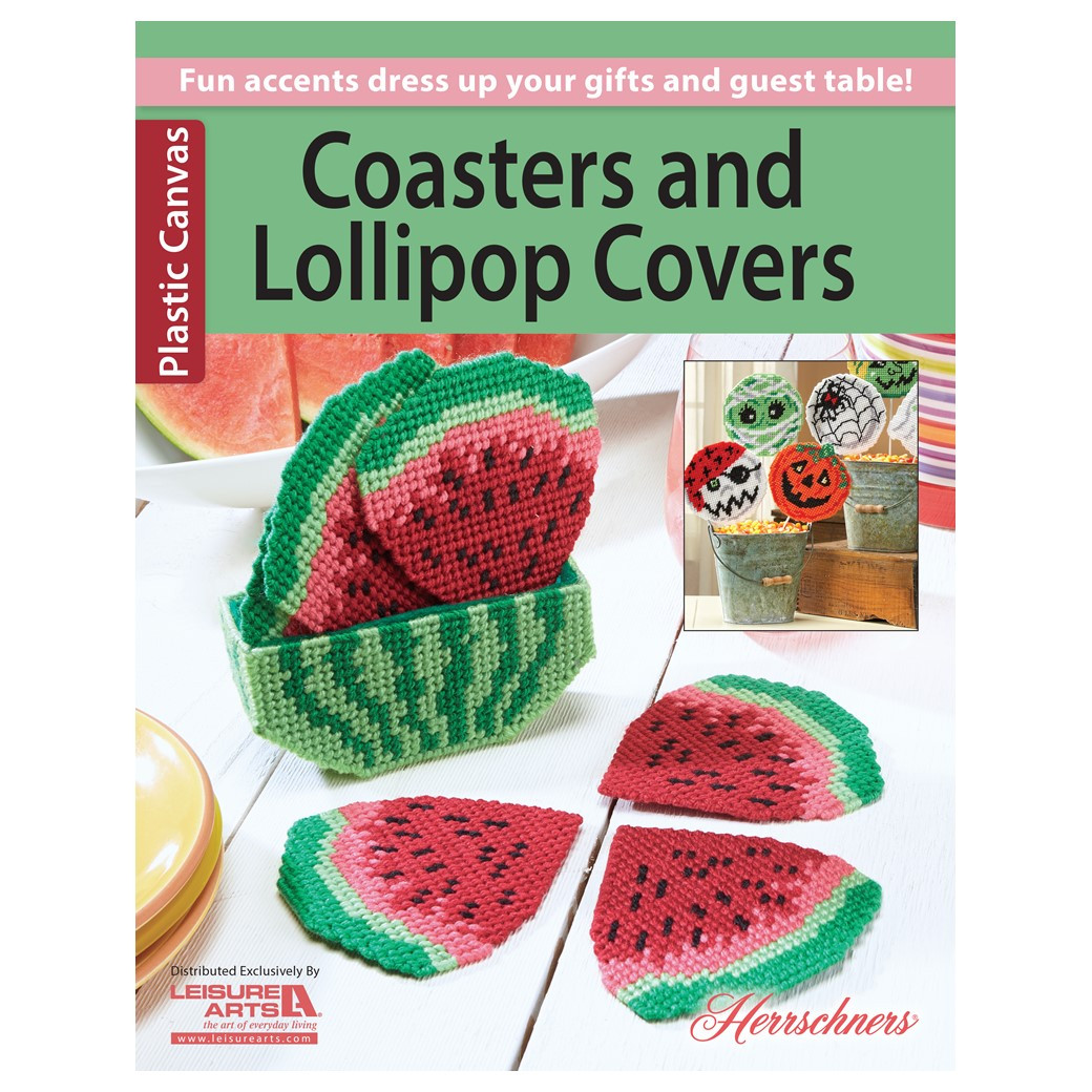 Leisure Arts Coasters Lollipop Covers Plastic Canvas Book