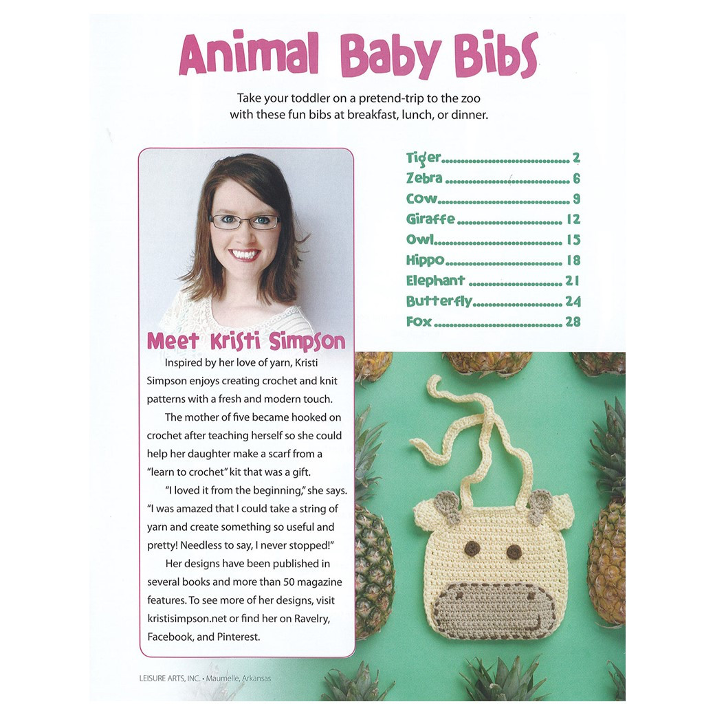 Leisure Arts Animal Baby Bibs Crochet Book Leisure Arts