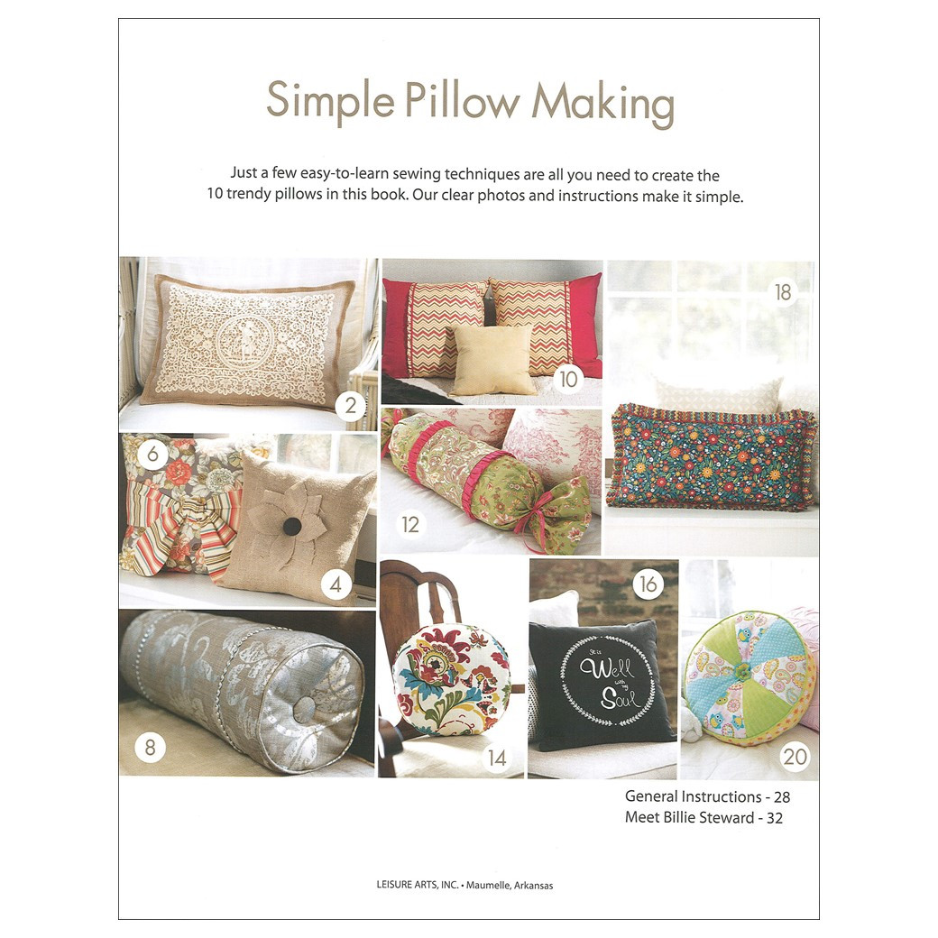 Leisure Arts Simple Pillow Making Book Leisure Arts