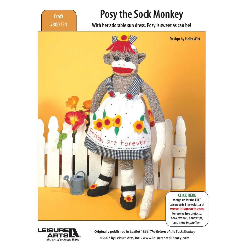 Leisure Arts Posy The Sock Monkey Sewing ePattern - Leisure Arts