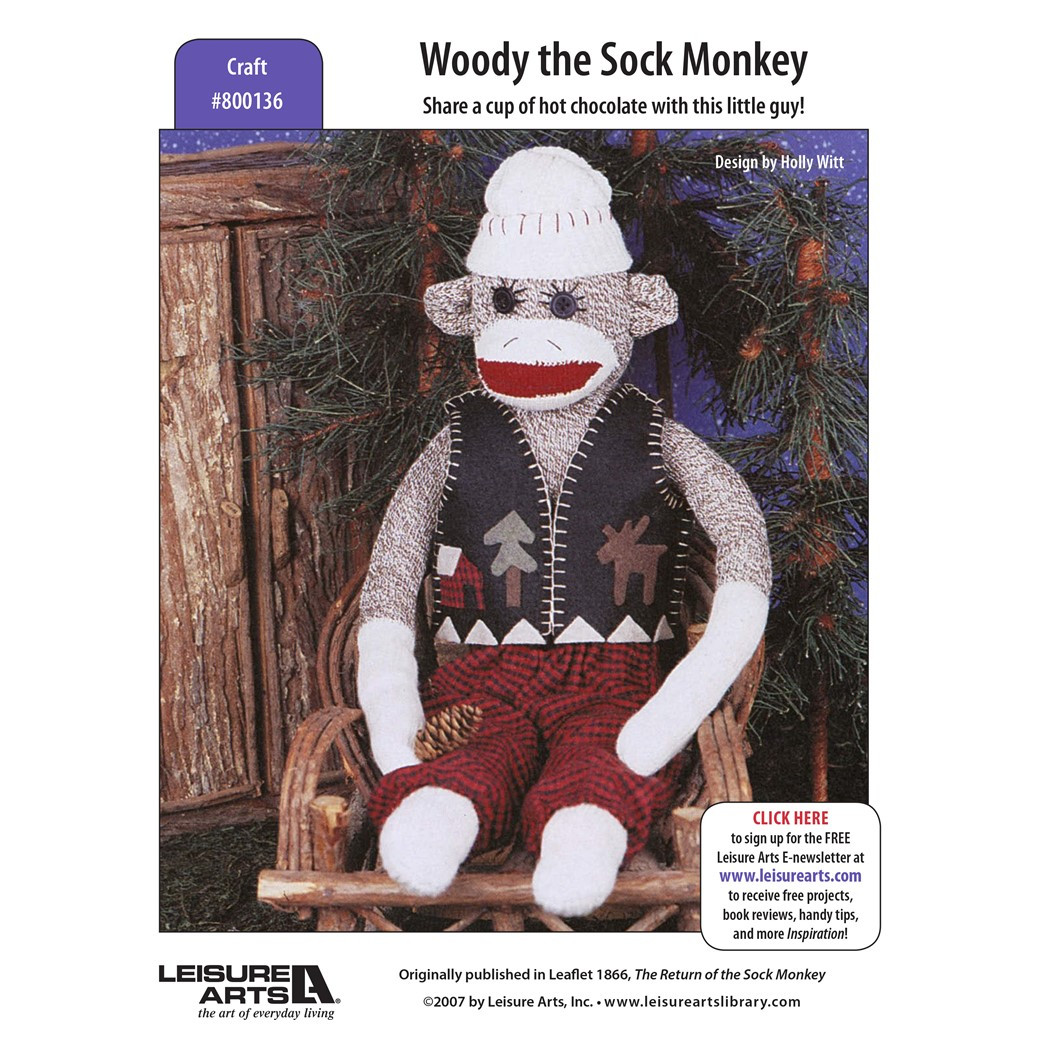 Leisure Arts Woody The Sock Monkey Sewing ePattern - Leisure Arts
