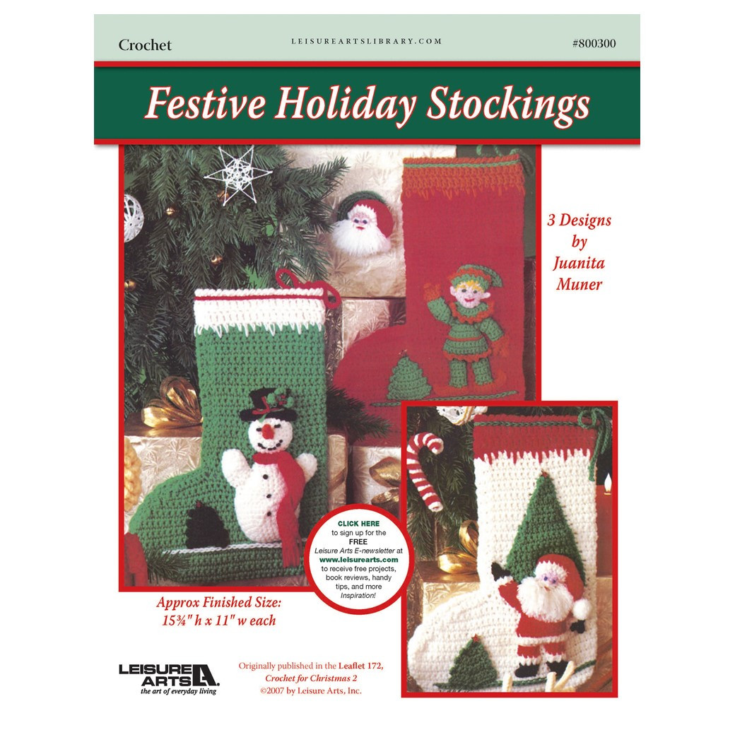 Leisure Arts Festive Holiday Stockings Crochet ePattern - Leisure Arts