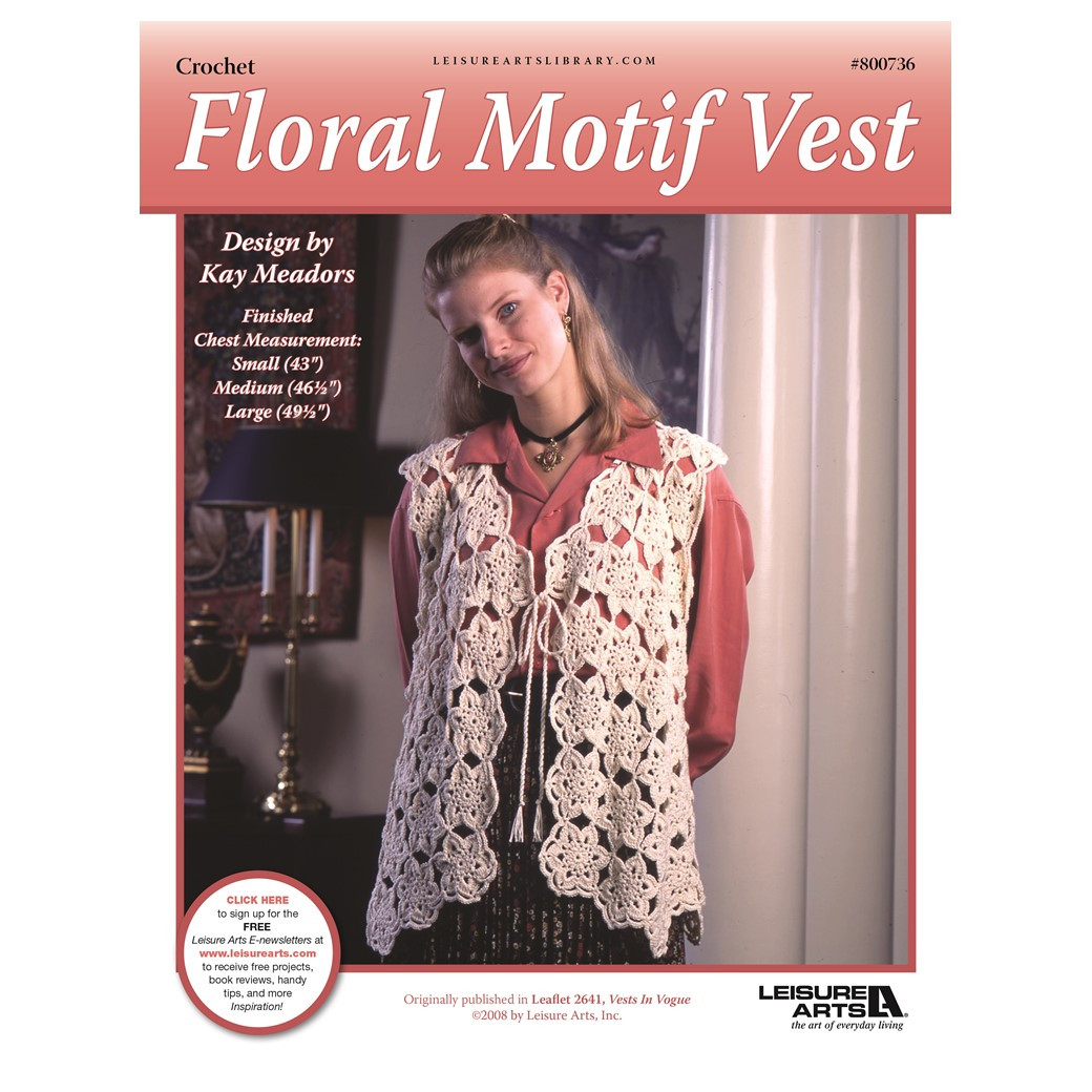 Leisure Arts Floral Motif Vest Crochet ePattern - Leisure Arts
