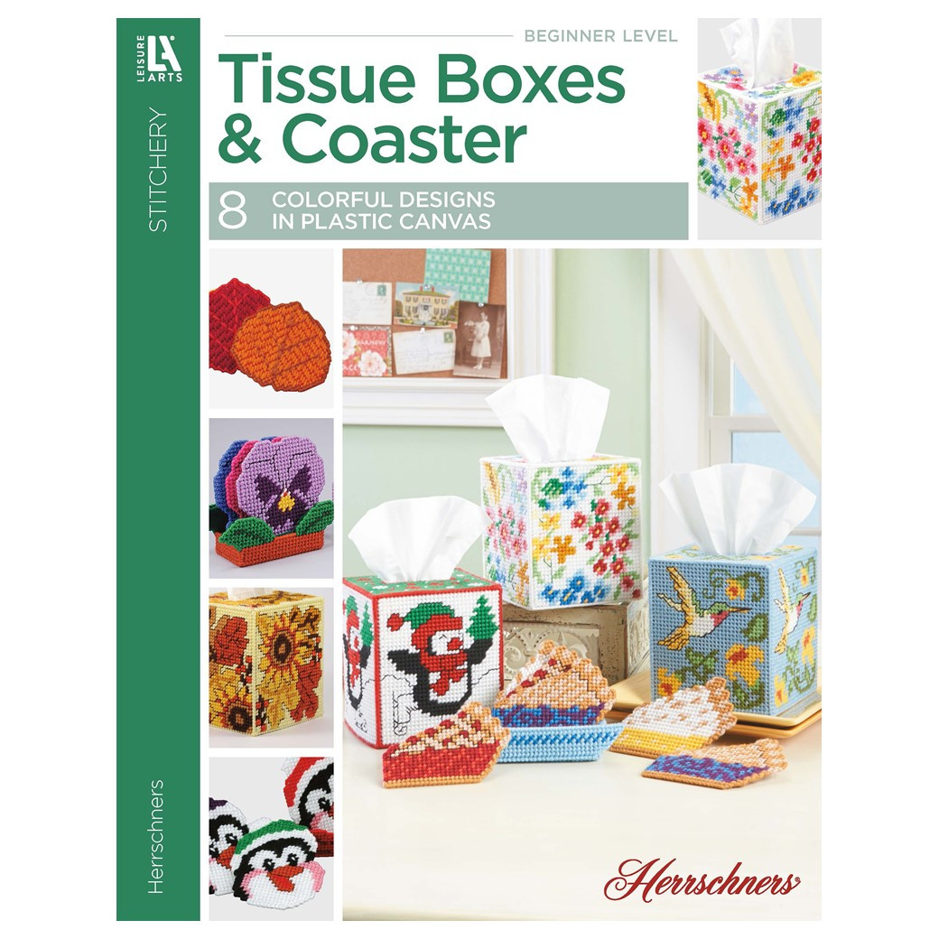 Leisure Arts Tissue Boxes Coasters Plastic Canvas Herrschners