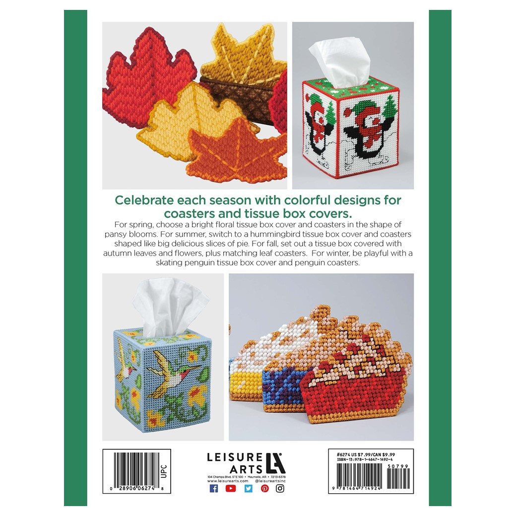 Leisure Arts Tissue Boxes Coasters Plastic Canvas Herrschners