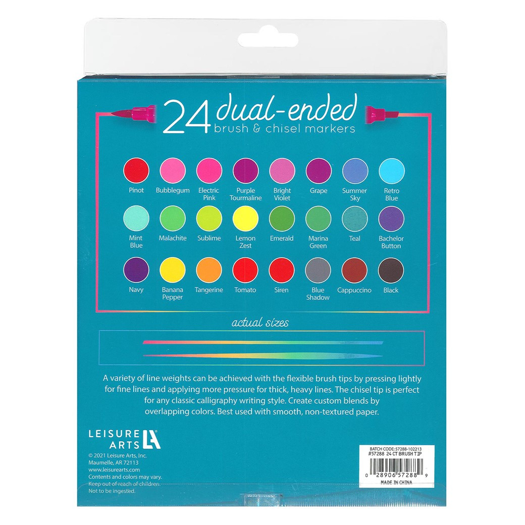 Leisure Arts Dual Ended Markers Brush Chisel 24pc Leisure Arts