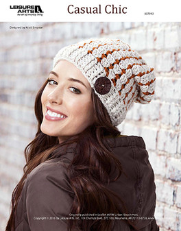Stay chic and comfy by crocheting a Casual Chic hat just in time for the cooler weather. Designed by Kristi Simpson and crocheted using medium weight yarn and Easy or Easy-Plus skill Level .