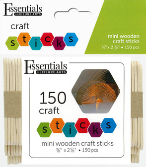 Essentials By Leisure Arts Wood Craft Sticks Mini .38"x 2.63" 150pc