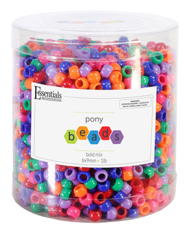 Essentials By Leisure Arts Bead Pony 6mm x 9mm Bold Mix 1lb