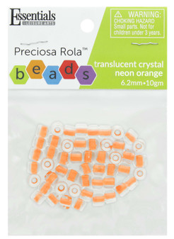Essentials By Leisure Arts Bead Preciosa Rola 6.2mm Translucent Crystal Neon Orange 10gm