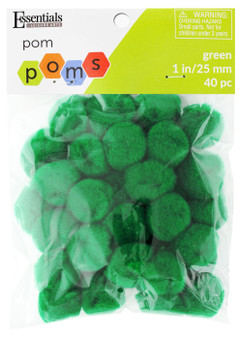 Essentials By Leisure Arts Pom Pom 1" Green 40pc