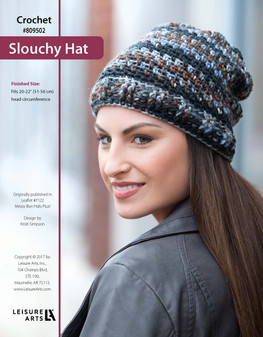 Leisure Arts Messy Bun Hats,Plus! Slouchy Hat Crochet ePattern