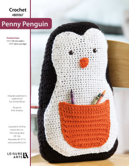 Leisure Arts Fun Animal Pillows Penny Penguin Crochet ePattern