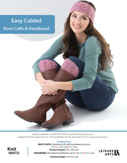 Leisure Arts Knit Accessories Easy Cabled Boot Cuffs & Headband ePattern