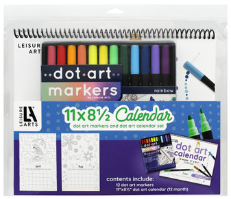 Leisure Arts Dot Art Calendar Set With Markers 8.5"x 11"