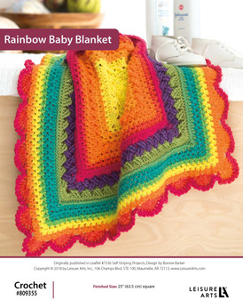 Leisure Arts Self Striping Projects Rainbow Baby Blanket Crochet ePattern