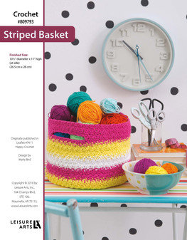 Leisure Arts Happy Crochet Striped Basket ePattern