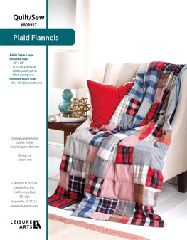 Leisure Arts Cozy Weighted Blanket Plaid Flannels Quilting & Sewing ePattern