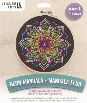 Leisure Arts Kit Embroidery 6" Neon Mandala