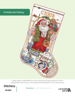 Leisure Arts Donna Kooler's Ultimate Stocking Collection I'd Rather Be Fishing Cross Stitch ePattern