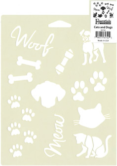 Essentials By Leisure Arts Stencil 7"x 10" Cats and Dogs