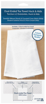 Leisure Arts Dual-Ended Huck Cloth & Aida Cloth Tea Towel 15.75"x 23.5"