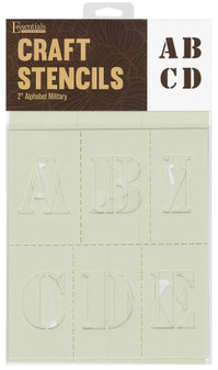 Essentials By Leisure Arts Stencil 7"x 12" Alphabet Military 2pc