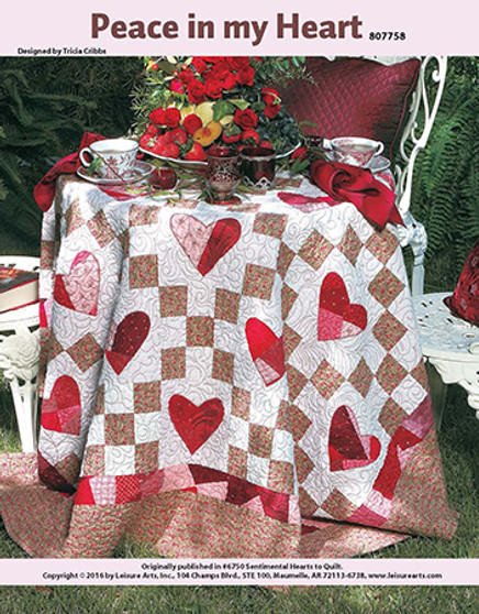 Feel the love all around, especially in your heart, as you quilt this sweet and sentimental pattern of hearts. Designed by Tricia Cribbs.