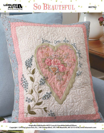 Show yourself some self-love, or present this pillow as gift to the one who makes your life beautiful and bright. Either way, this quilted pillow pattern is here to give anyone who sees it a sweet and soft boost of happiness. Designed by Tricia Cribbs.