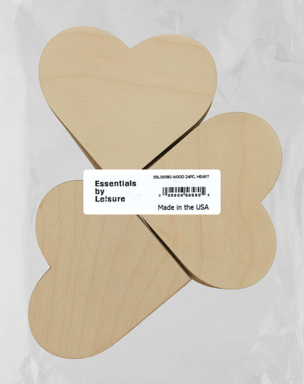Essentials By Leisure Arts Wood Shape Flat Heart 24pc