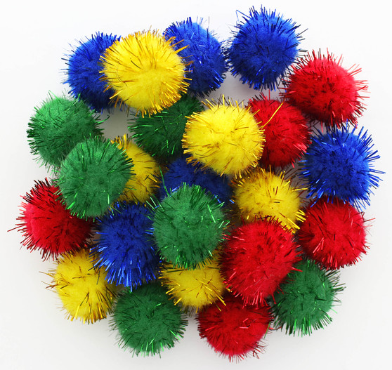 Essentials by Leisure Pom Pom 1 inch Tinsel Christmas 24pc, Other