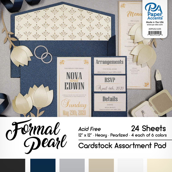 Paper Accents Cardstock Pad 12"x 12" Formal Pearl Assortment 24pc