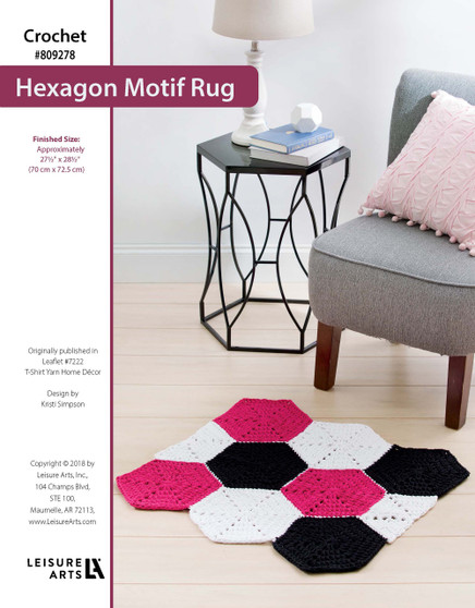 Leisure Arts T-Shirt Yarn Home Decor Hexagon Motif Rug Crochet ePattern
