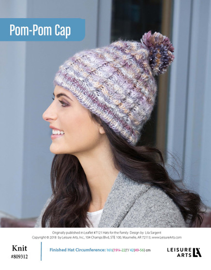Leisure Arts Hats For The Family Pom-Pom Cap Knit ePattern