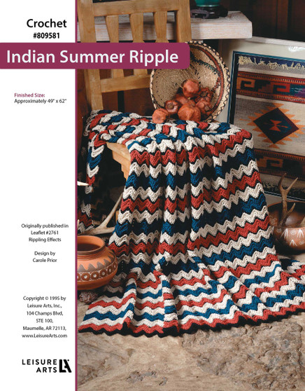 Leisure Arts Rippling Effects Indian Summer Ripple Afghan Crochet ePattern