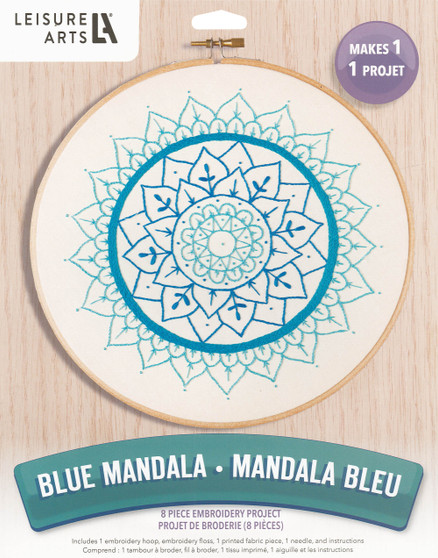 Leisure Arts Kit Embroidery 8" Blue Mandala