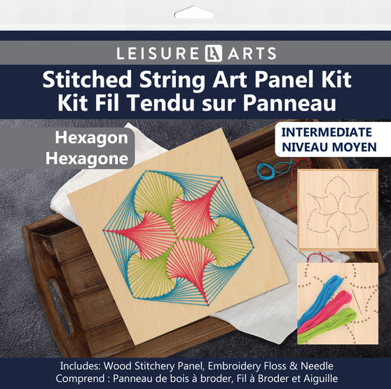 Leisure Arts Kit Wood Stitchery String Art 9.75"x 9.75" Hexagon