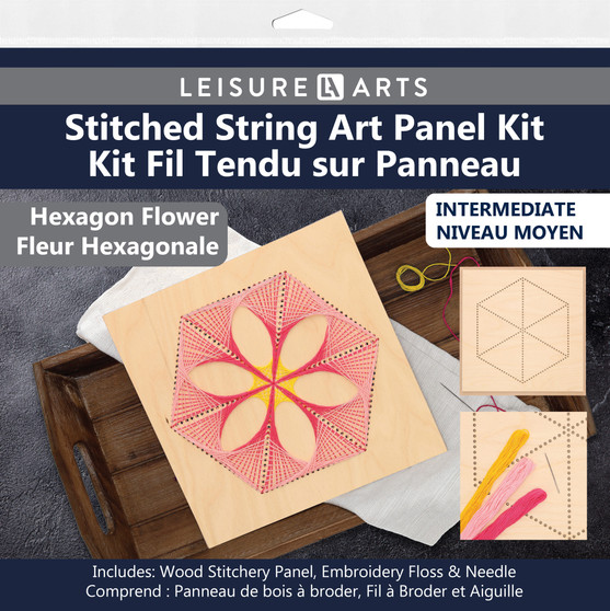 Leisure Arts Kit Wood Stitchery String Art 9.75"x 9.75" Hexagon Flower