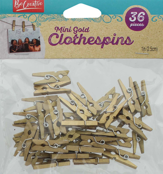 Leisure Arts Clothespins Wood 1" Mini Gold 36pc