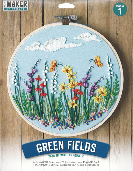 Leisure Arts Kit Embroidery 8" Green Fields
