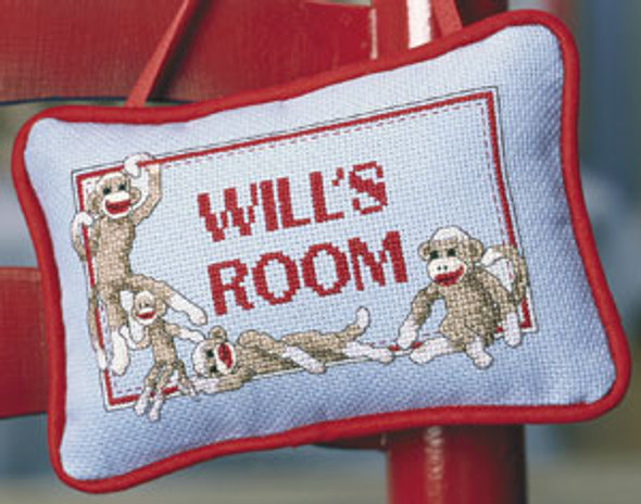 ePattern Room Sign with Monkies Cross Stitch