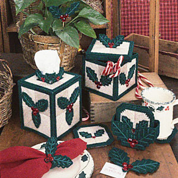 Leisure Arts Festive Holly Set Plastic Canvas ePattern