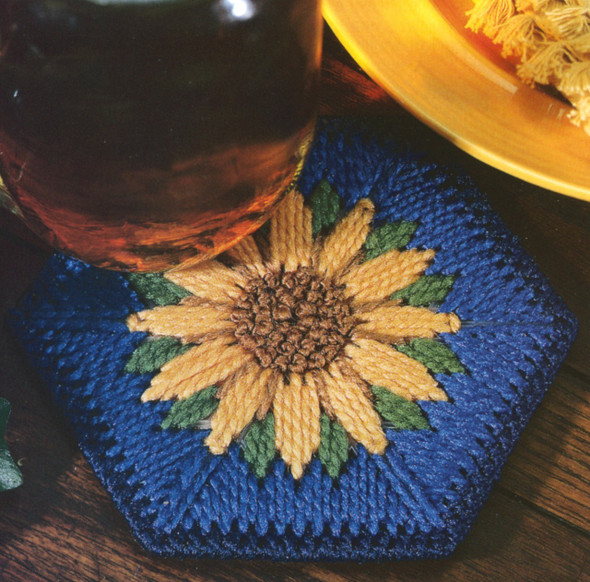 Leisure Arts Sunflower Coaster Plastic Canvas ePattern