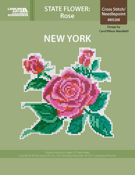 Leisure Arts New York Rose Cross Stitch ePattern