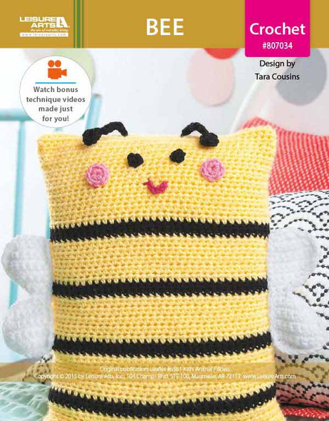 Leisure Arts Kid's Animal Pillows Bee Crochet ePattern