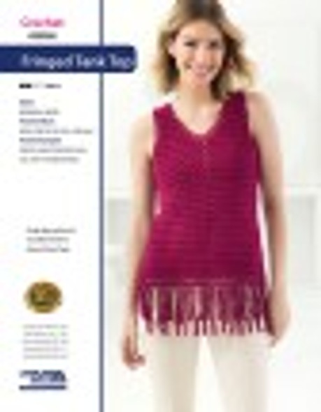Even on the hottest days of the year, look fashionable in this tank top crochet. Advertised to be crocheted with Lion Brand® Cotton®, a worsted-weight, mercerized 100 percent natural fiber yarn.