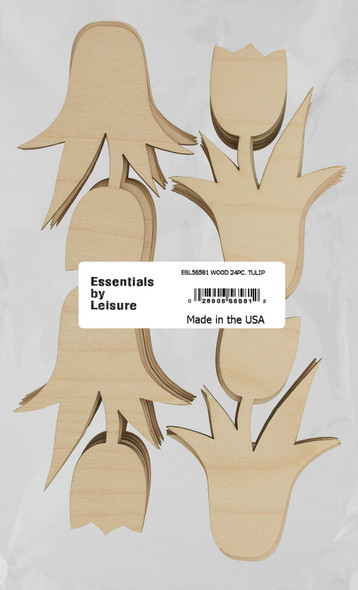 Essentials By Leisure Arts Wood Shape Flat Tulip 24pc
