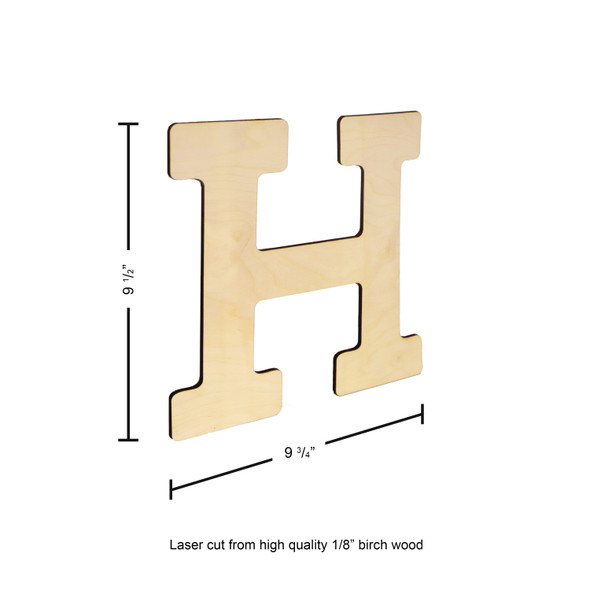 Essentials By Leisure Arts Wood Letter 9.5" Birch H