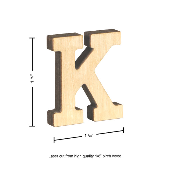 Essentials By Leisure Arts Wood Letter 1.75" Birch K