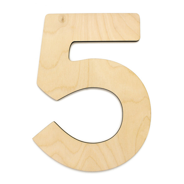 Essentials By Leisure Arts Wood Letter 9.5" Birch Number 5